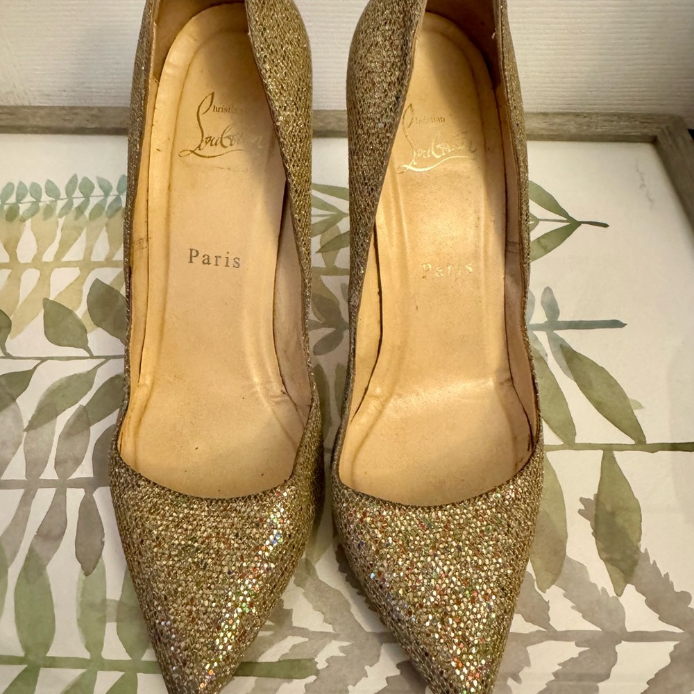 Christian Louboutin Gold Glitter Heels